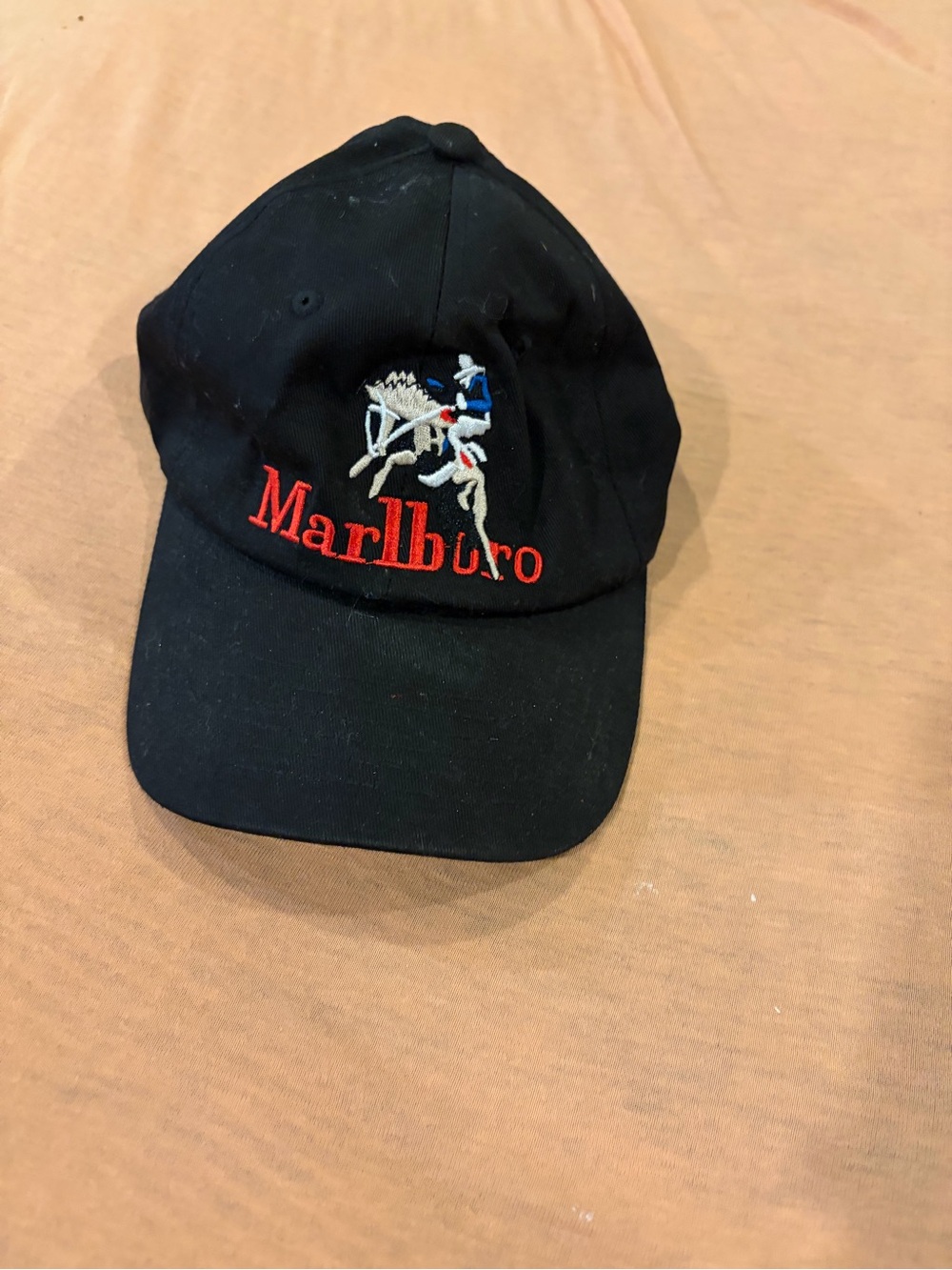 Marlboro Black Cap with Red Logo and Multicolor Rider